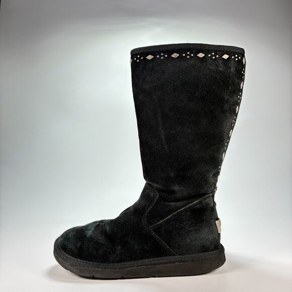 UGG Joplin Black Suede Studded Winter Snow Rain Boots 5544 Women's Size 7 - Picture 3 of 7